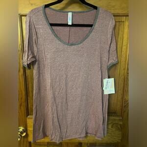 LuLaRoe Perfect T Shirt Tunic Top Cranberry Blouse Swing Flowy Slit Scoop XS NWT